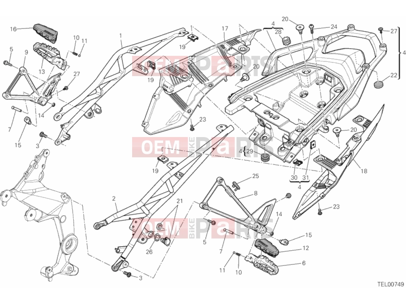 DUCATI 2012 Multistrada 1200 S Pikes Peak REAR FRAME COMP. » FRAME