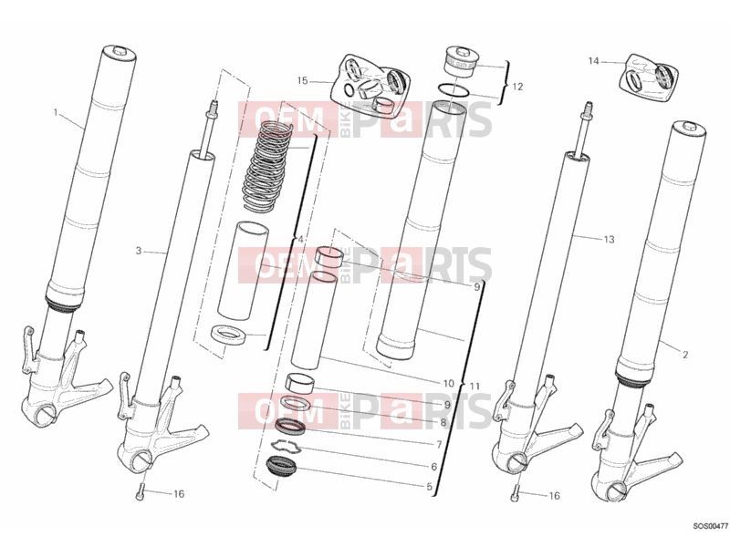 DUCATI 2012 Hypermotard 796 FRONT FORK » FRONT SUSPENSION
