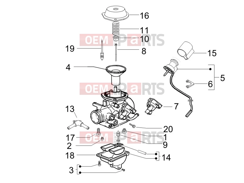 Engine » Carburetor's components - Piaggio Beverly 125 2008