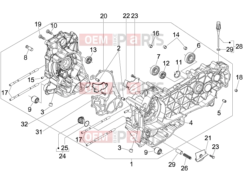 Engine » Crankcase - Piaggio Beverly 125 Tourer 2010