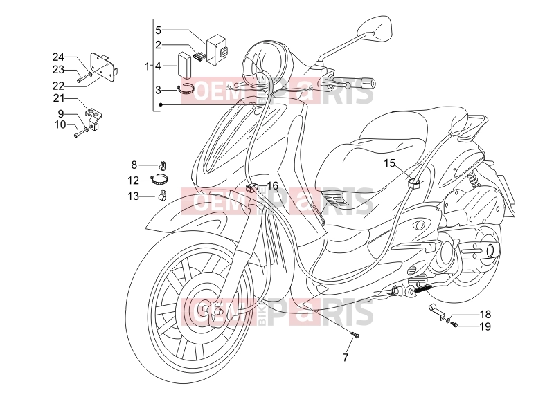 Electrical system » Main cable harness - Piaggio Beverly 250 Cruiser 2008