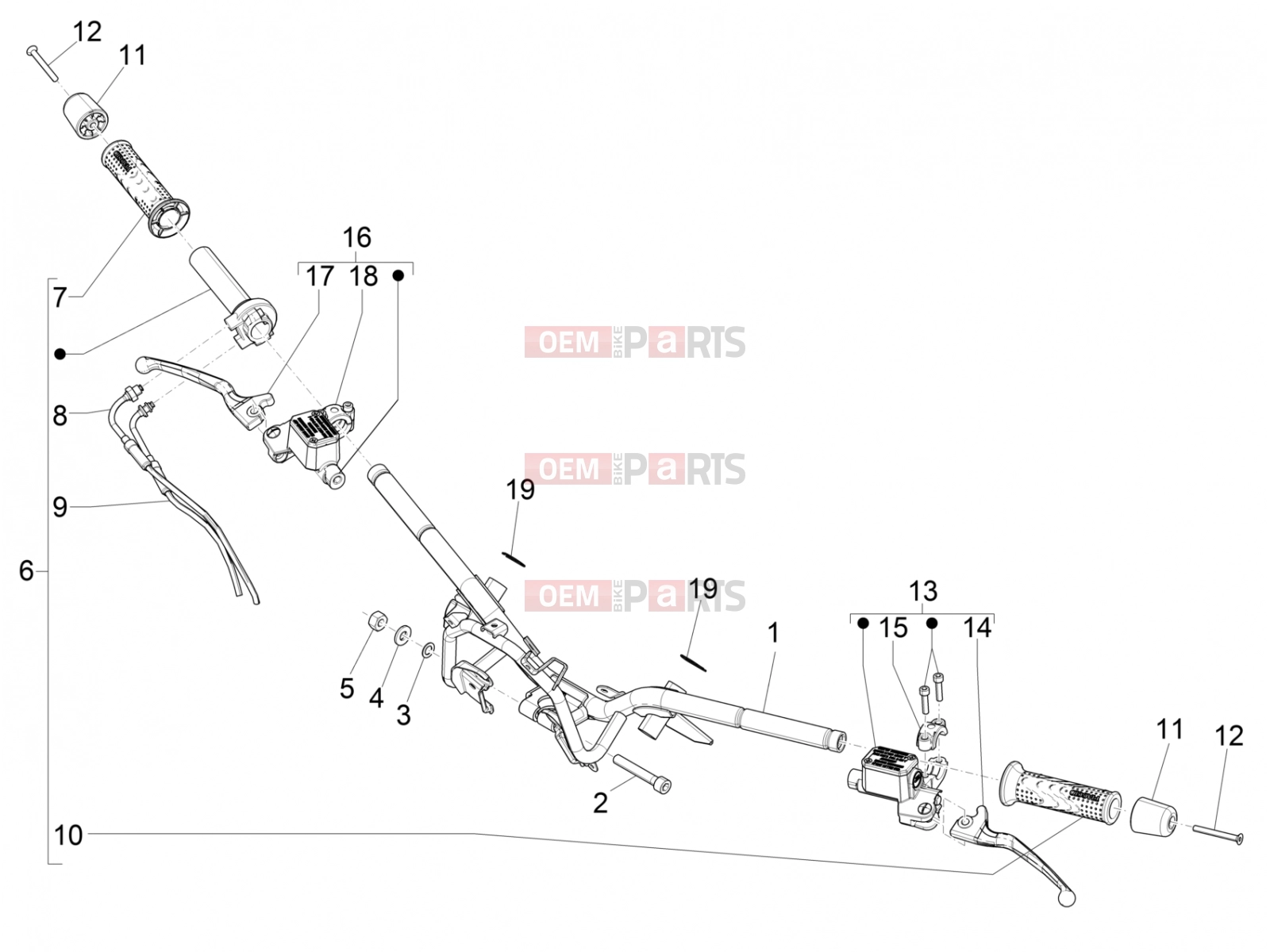Handlebars/Steering » Handlebars - Master cil. - Piaggio Beverly 300 ie ABS 2019