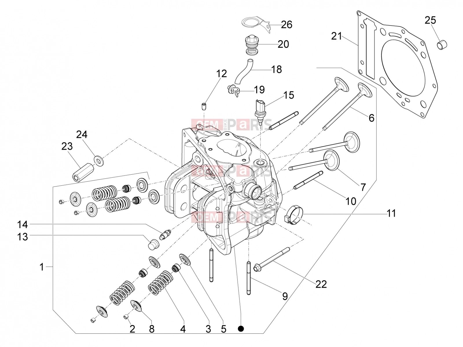 PIAGGIO Beverly 500 Cruiser Engine » Head unit - Valve