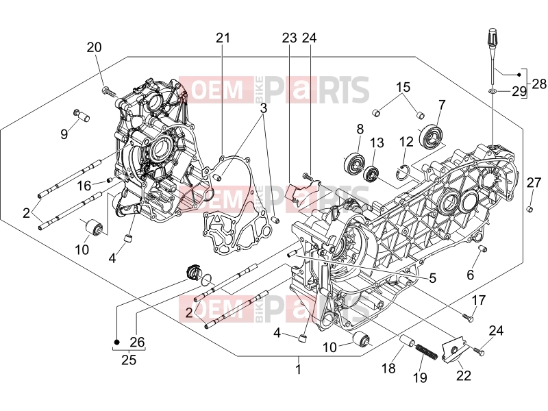 Engine » Crankcase - Piaggio BV 250 (U.S.A.) 2007