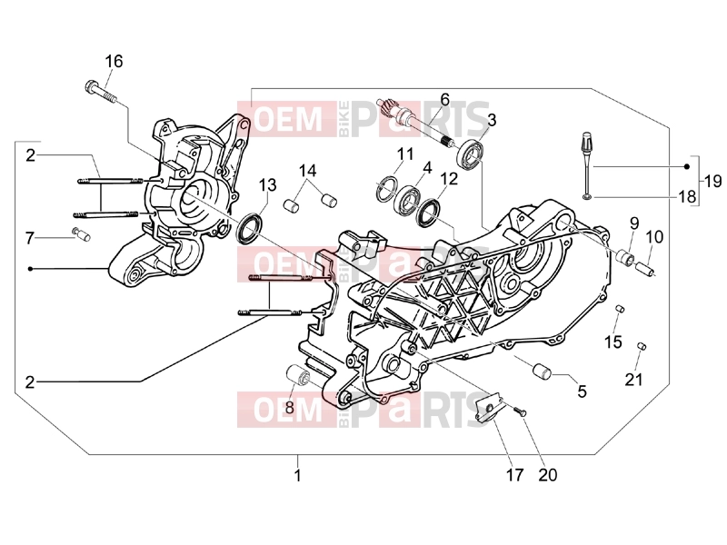 Engine » Crankcase - Piaggio Fly 100 2006
