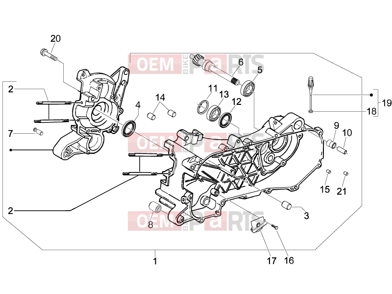 Engine » Crankcase - Piaggio Fly 100 2008