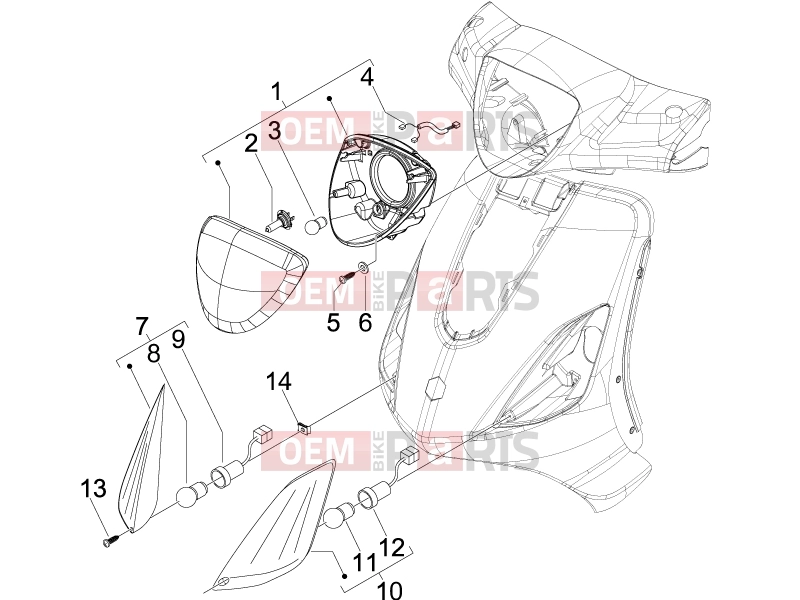 PIAGGIO Fly 100 Electrical system » Front headlamps - Turn signal lamps