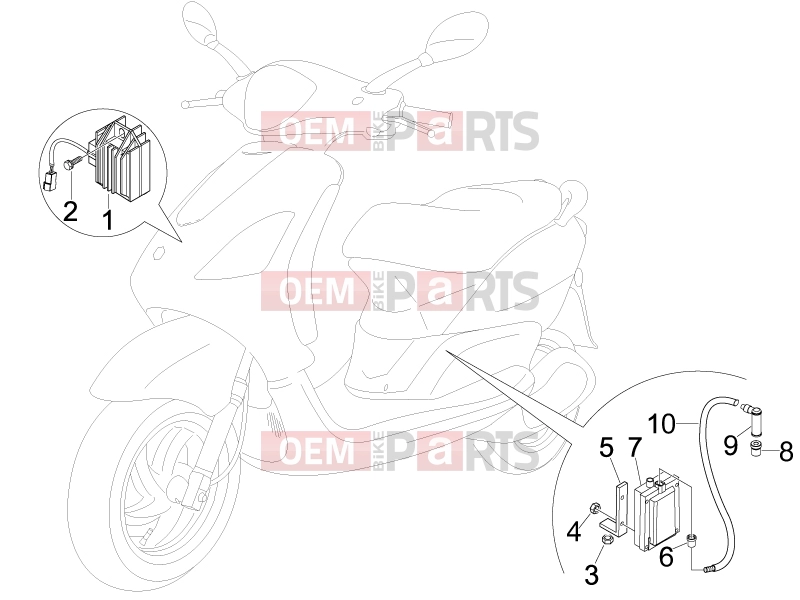 PIAGGIO Fly 100 Electrical system » Voltage Regulators - Electronic Control Units (ecu) - H.T. Coil