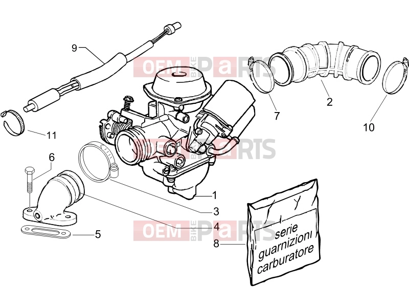 PIAGGIO Fly 125 Engine » Carburettor, assembly - Union pipe