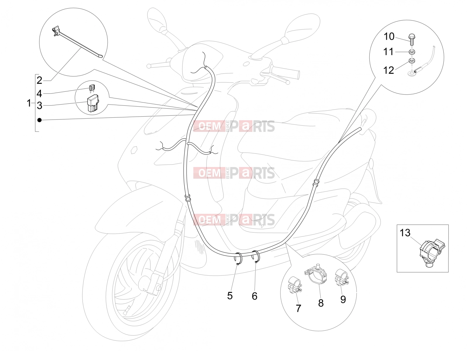 Electrical system » Main cable harness - Piaggio Fly 50 4T 2V 2013