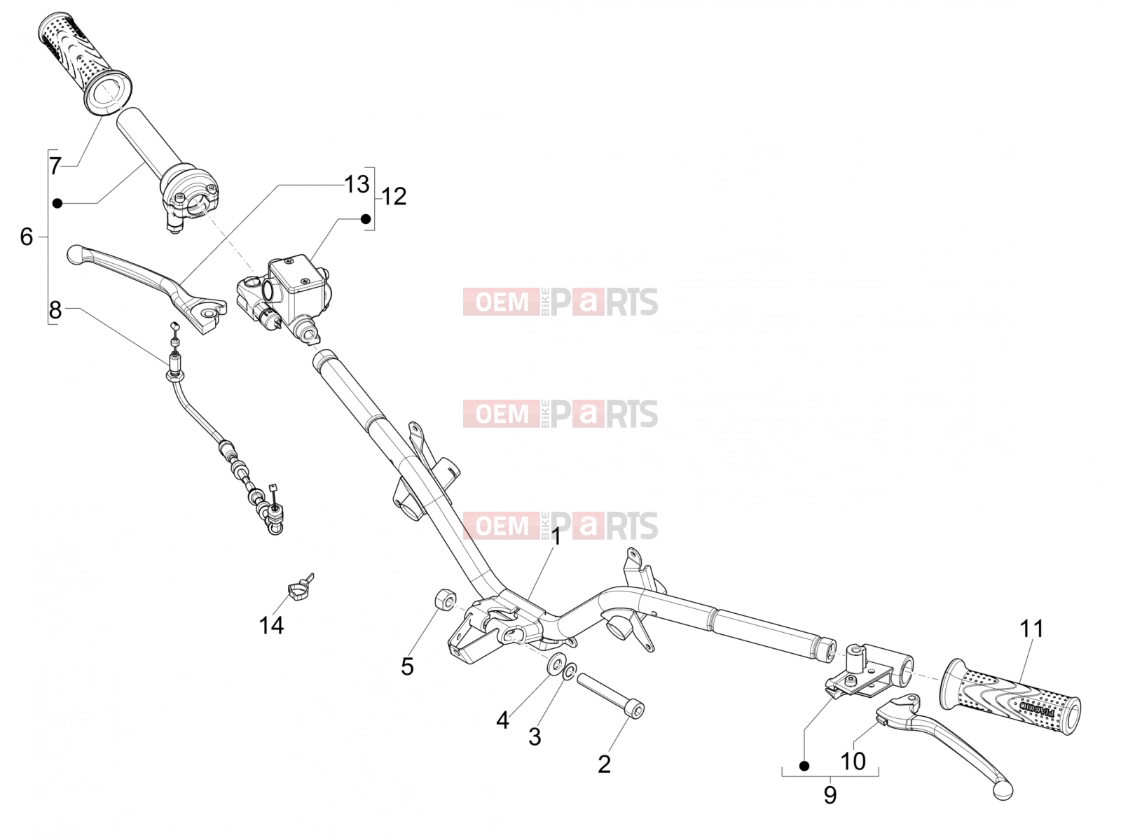 Handlebars/Steering » Handlebars - Master cil. - Piaggio Fly 50 4T 2V 2017