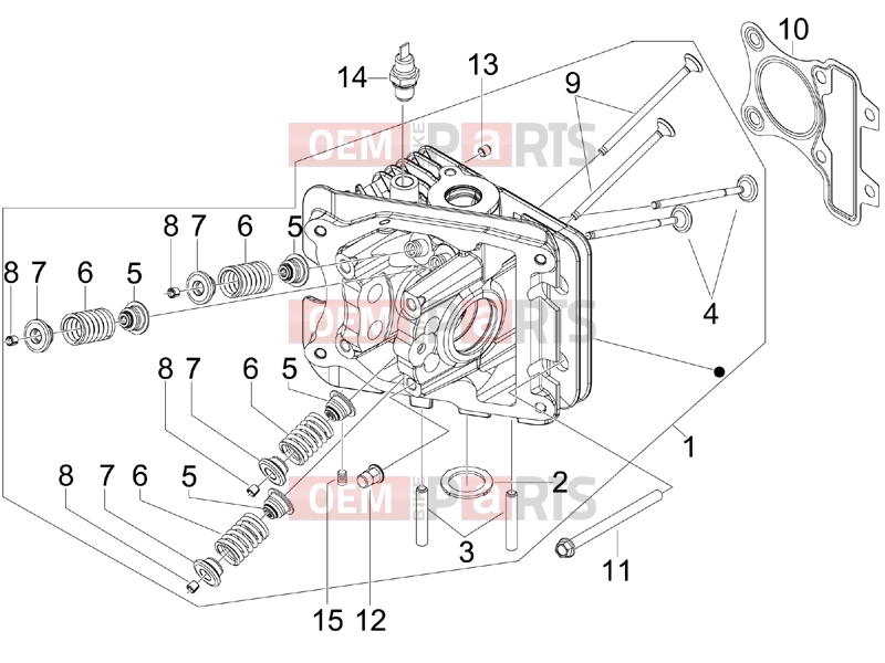 Engine » Head unit - Valve - Piaggio Fly 50 4T 4V 2015
