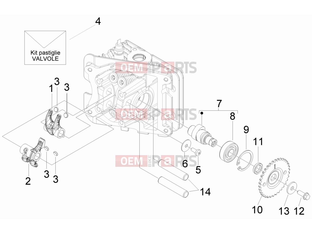 Engine » Rocking levers support unit - Piaggio Fly 50 4T 4V 2015