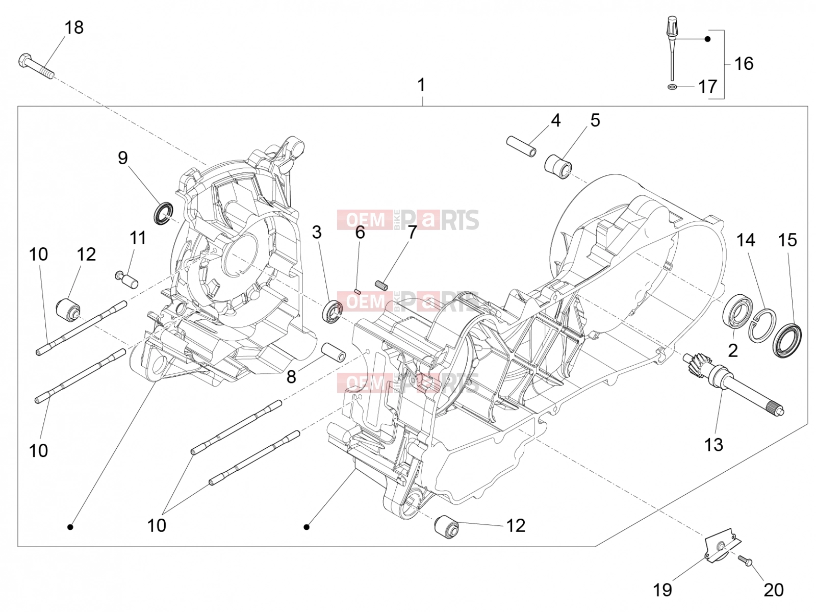 Engine » Crankcase - Piaggio Fly 50 4T 4V 2016