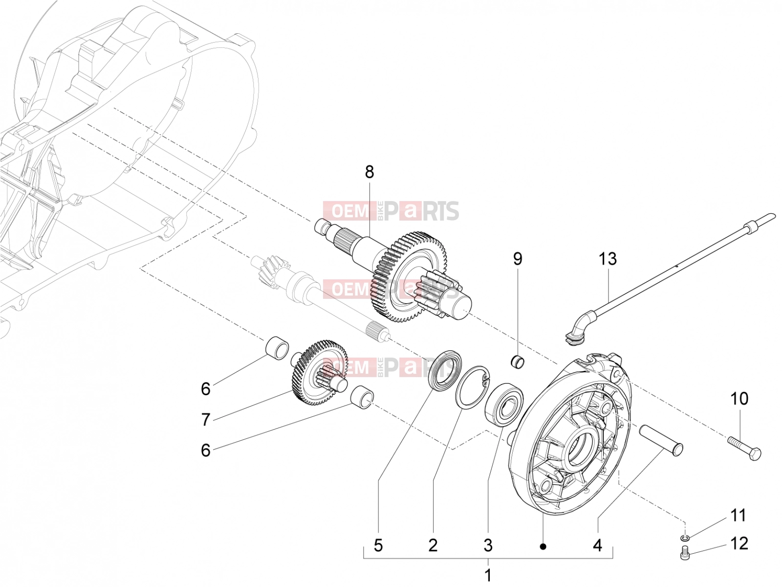Engine » Reduction unit - Piaggio Fly 50 4T 4V 2018