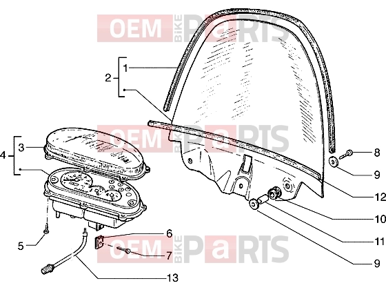 Handlebars » Speedometer (kms)-Windshield - Piaggio Hexagon 150