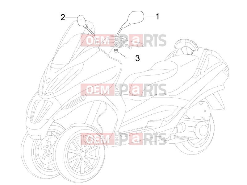 PIAGGIO MP3 500 RL Sport - Business Frame - Plastic parts - Coachwork » Driving mirror/s