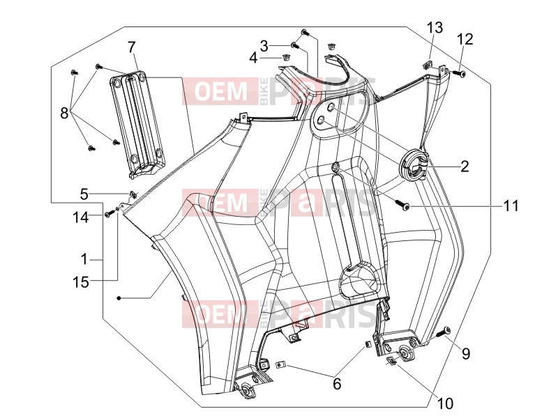 PIAGGIO MP3 500 RL Sport - Business Frame - Plastic parts - Coachwork » Front glove-box - Knee-guard panel