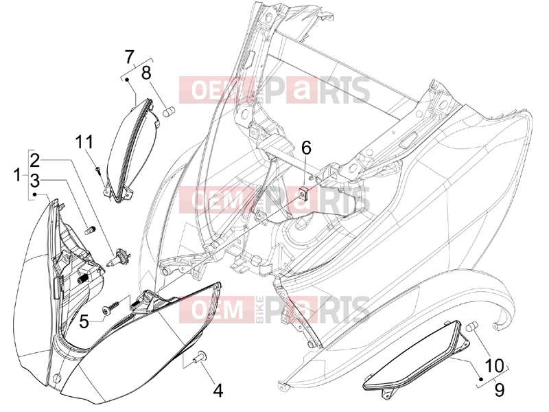 PIAGGIO MP3 500 RL Sport - Business Electrical system » Front headlamps - Turn signal lamps