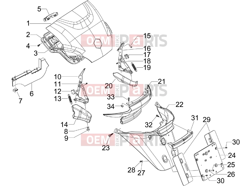 PIAGGIO MP3 500 RL Sport - Business Frame - Plastic parts - Coachwork » Rear cover - Splash guard