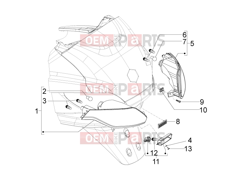 PIAGGIO MP3 500 RL Sport - Business Electrical system » Rear headlamps - Turn signal lamps