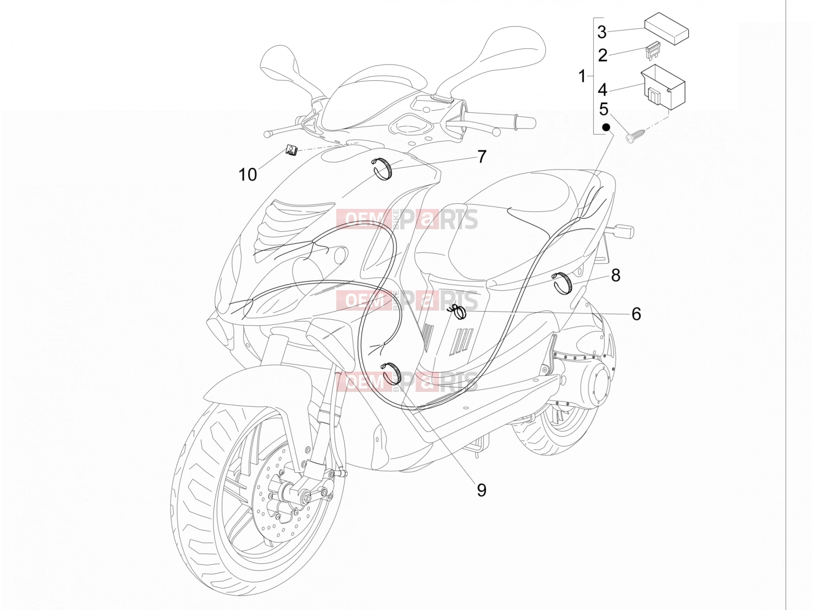 Electrical system » Main cable harness - Piaggio NRG Power DD 2017