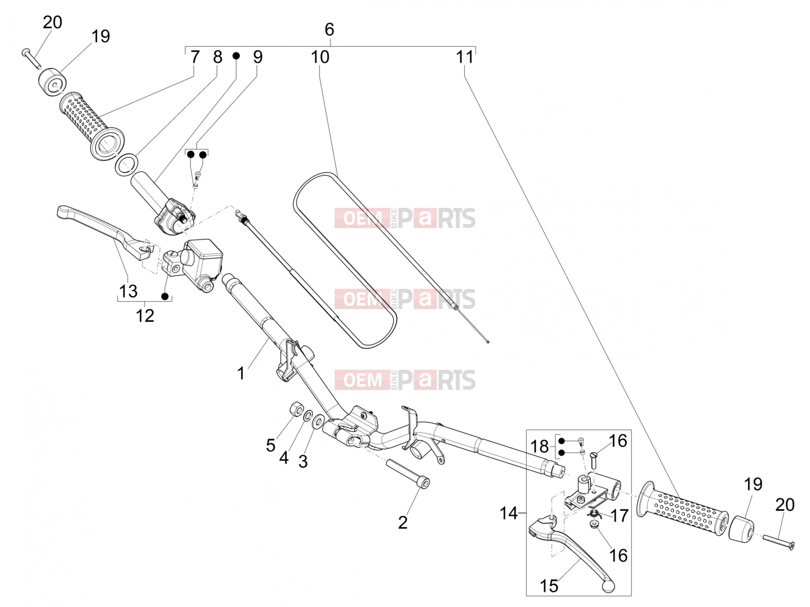 Handlebars/Steering » Handlebars - Master cil. - Piaggio NRG Power DT 2012