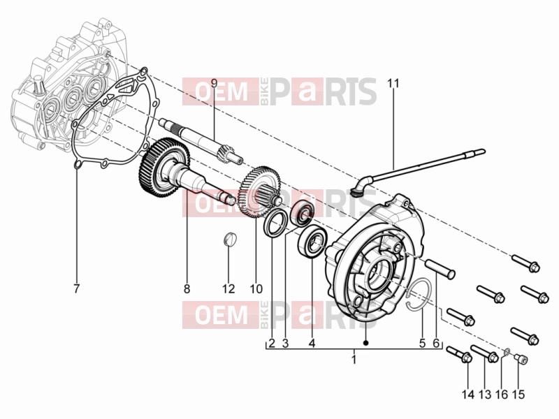 Engine » Reduction unit - Piaggio Typhoon 125 4T 2V 2014
