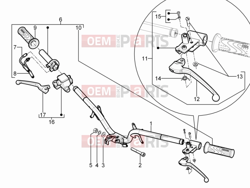 PIAGGIO Typhoon 125 4T 2V Handlebars/Steering » Handlebars - Master cil.