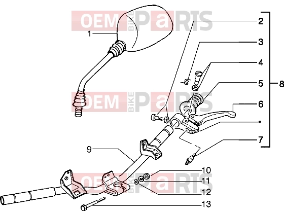 Handlebars » Handlebars component parts - Piaggio Typhoon 125 X 2T
