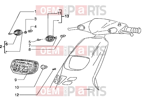 Electrical system » Headlamp - Piaggio Typhoon 50 2T