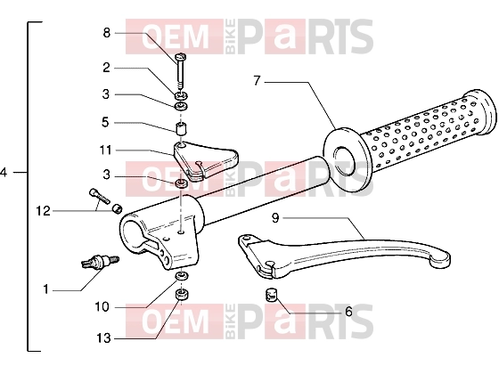 Handlebars » Handlebars component parts - Piaggio Velofax