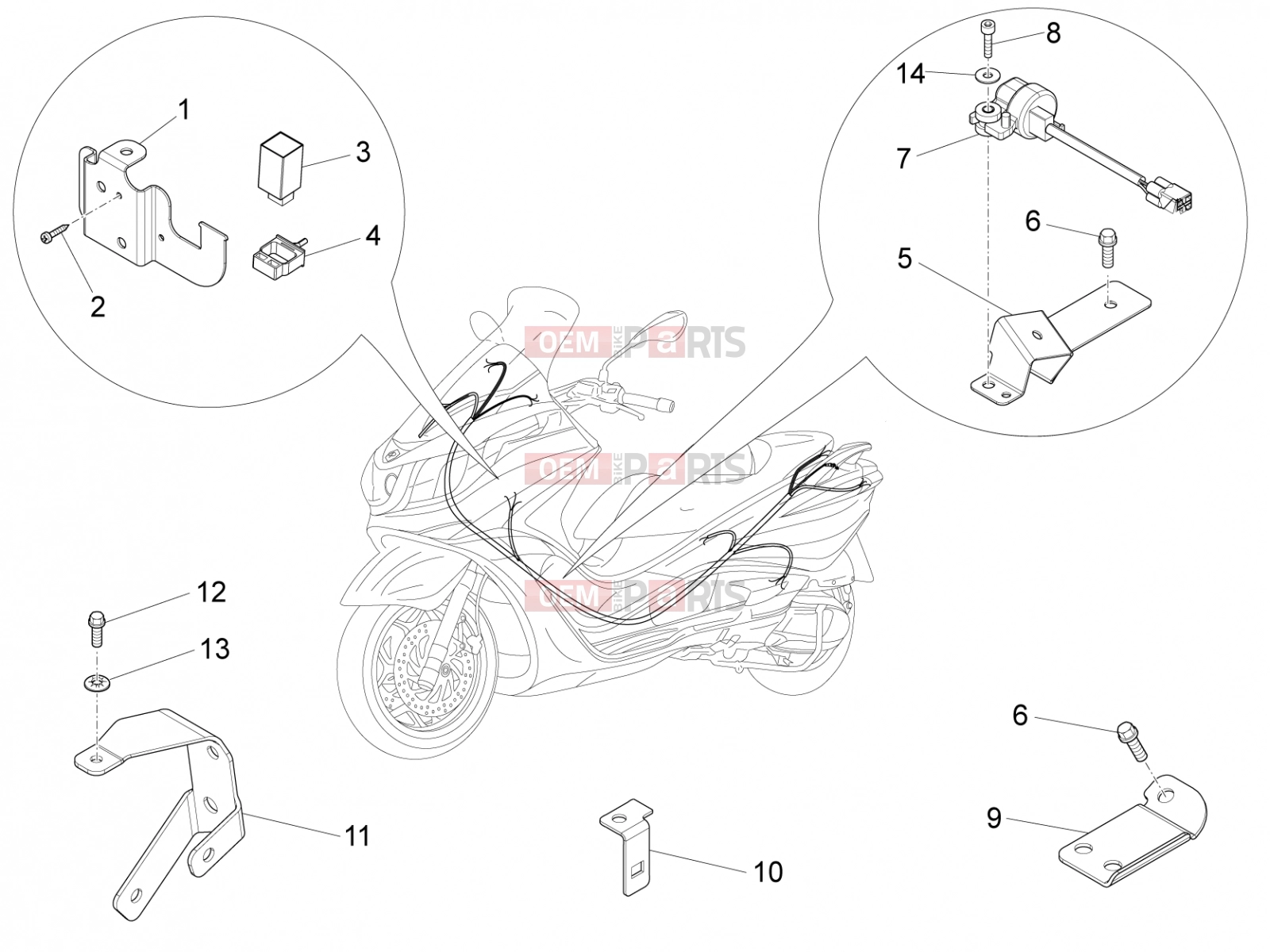 Electrical system » Electrical system components - Piaggio X10 125 4V I.E. 2015