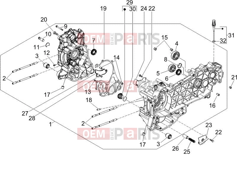 PIAGGIO X9 125 Evolution Engine » Crankcase
