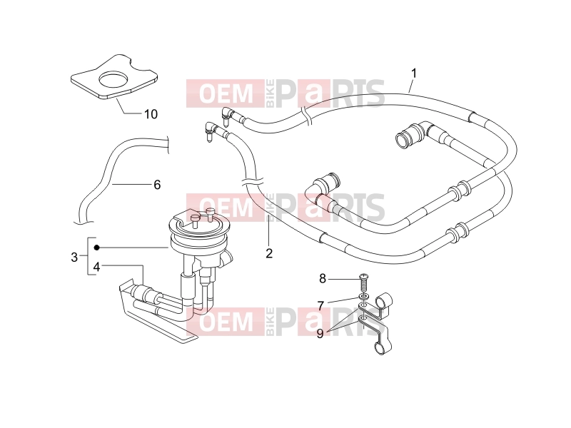 PIAGGIO X9 500 Evolution (USA) Frame - Plastic parts - Coachwork » Supply system
