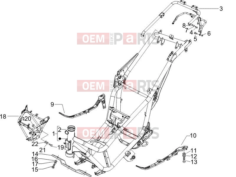 PIAGGIO X9 500 Evolution (USA) Frame - Plastic parts - Coachwork » Frame/bodywork