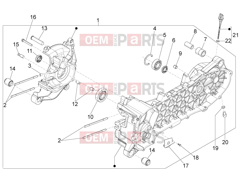 Engine » Crankcase - Piaggio Zip 100 4T 2010