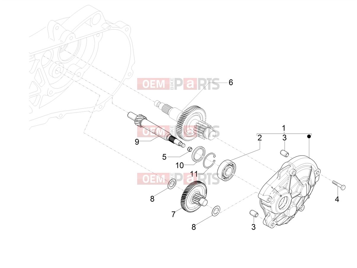 Engine » Reduction unit - Piaggio Zip 100 4T 2011