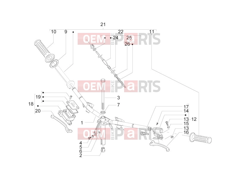Handlebars/Steering » Handlebars - Master cil. - Piaggio Zip 50 2T 2009