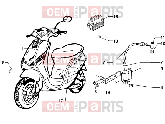 Electrical system » Electrical device - Piaggio Zip 50 4T