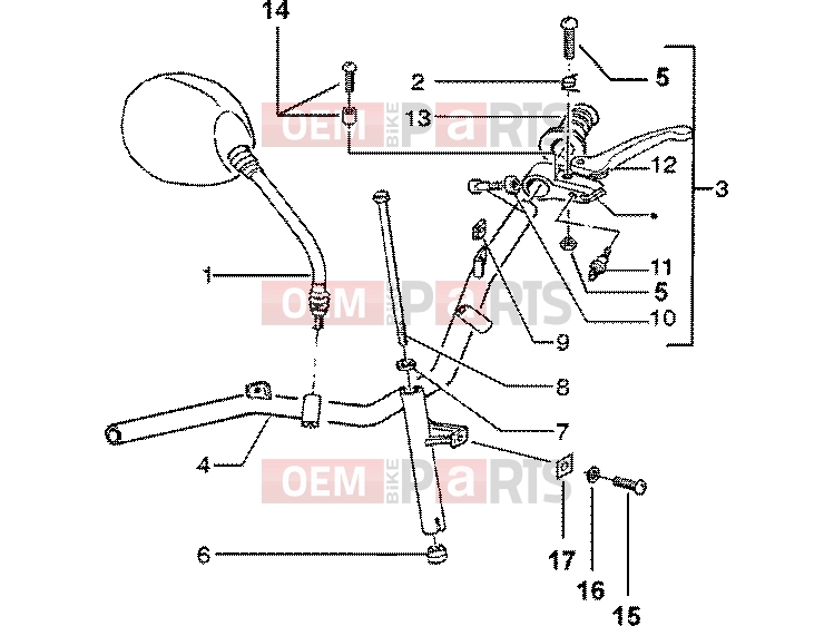 Handlebars » Handlebars component parts - Piaggio Zip SP 50