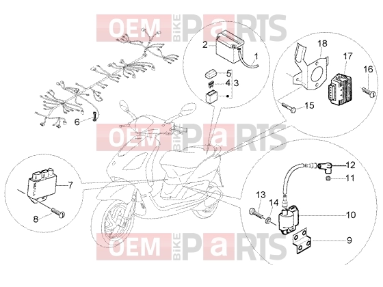Electrical system » Electrical device - Piaggio Fly 125 4T