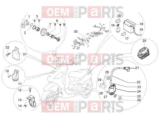 Electrical system » Electrical device - Piaggio Fly 50 2T