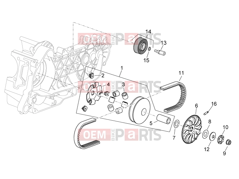APRILIA Atlantic 125 E3 ENGINE » Variator assembly