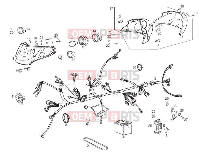 Electrical system » Electrical system components - Derbi Atlantis 50 2T Bullet 2010