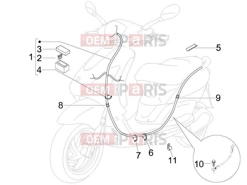 Electrical system » Main cable harness - Derbi Boulevard 100 4T 2011