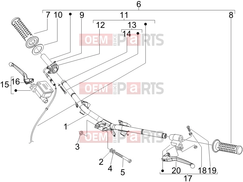 derbi Boulevard 100 4T Handlebars/Steering » Handlebars - Master cil.