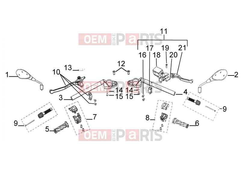 Frame » Handlebar assembly - Derbi STX 150 2016