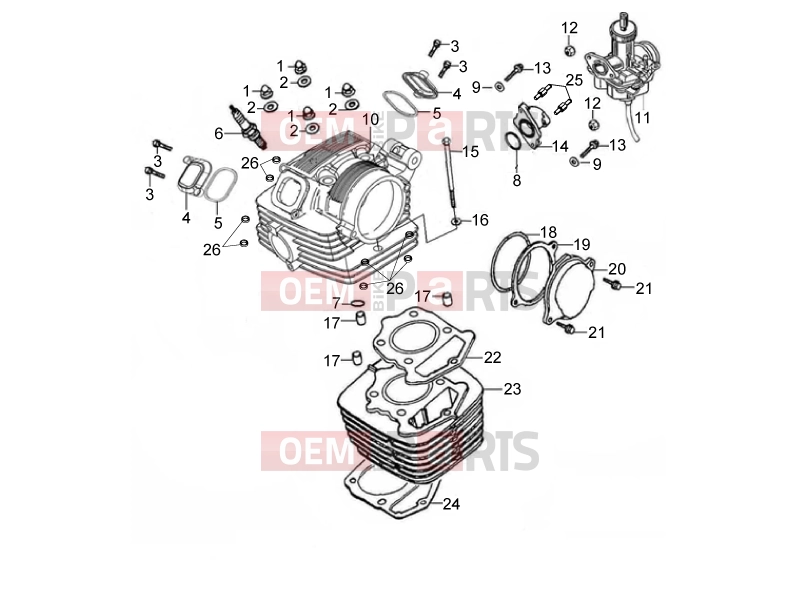 derbi STX 150 Engine » CYLINDER HEAD ASSY/CYLINDER ASSEMBLY