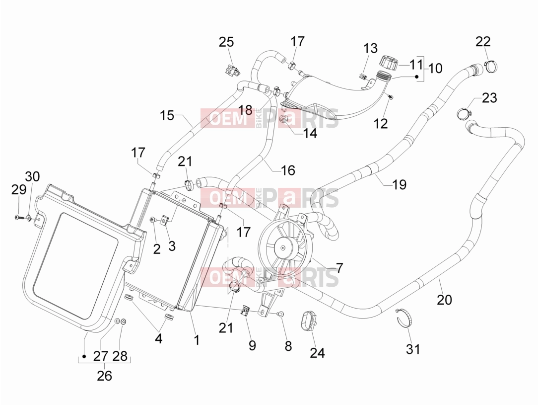 gilera 2013 Fuoco 500 Frame - Plastic parts - Coachwork » Cooling system